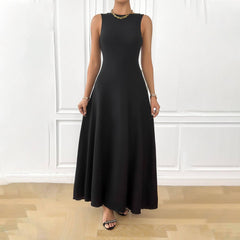 Women's Fashion Elegant Solid Color Sleeveless Dress-3