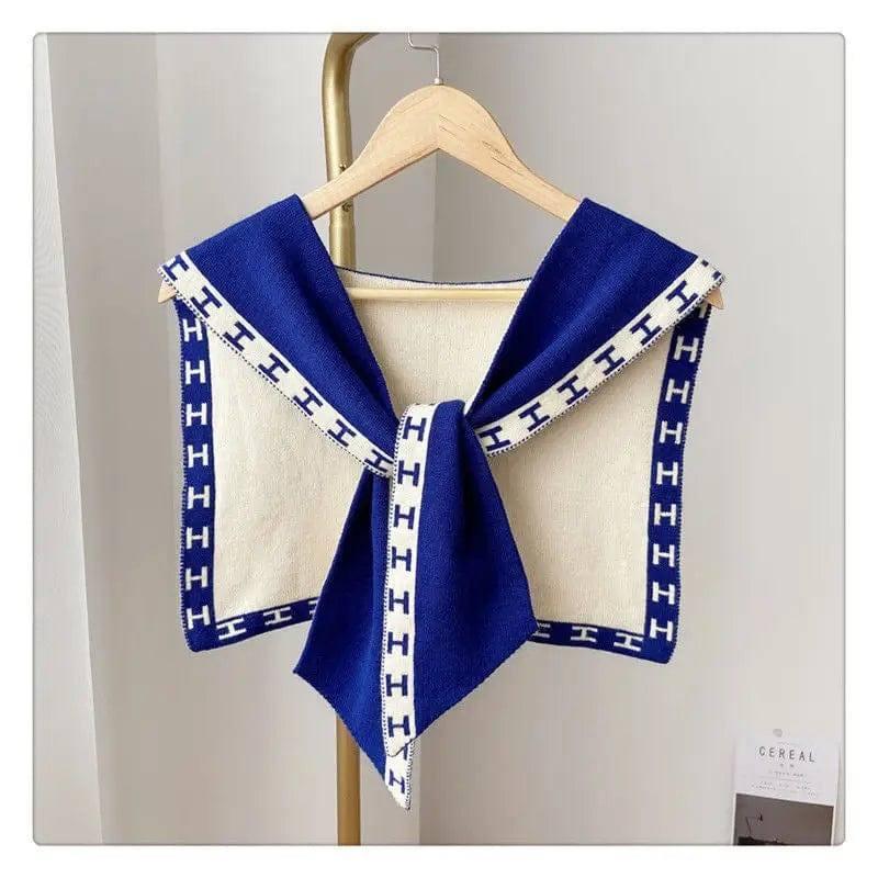 Women's Fashion Knitted Shawl With Neck Scarf-Royal blue-2