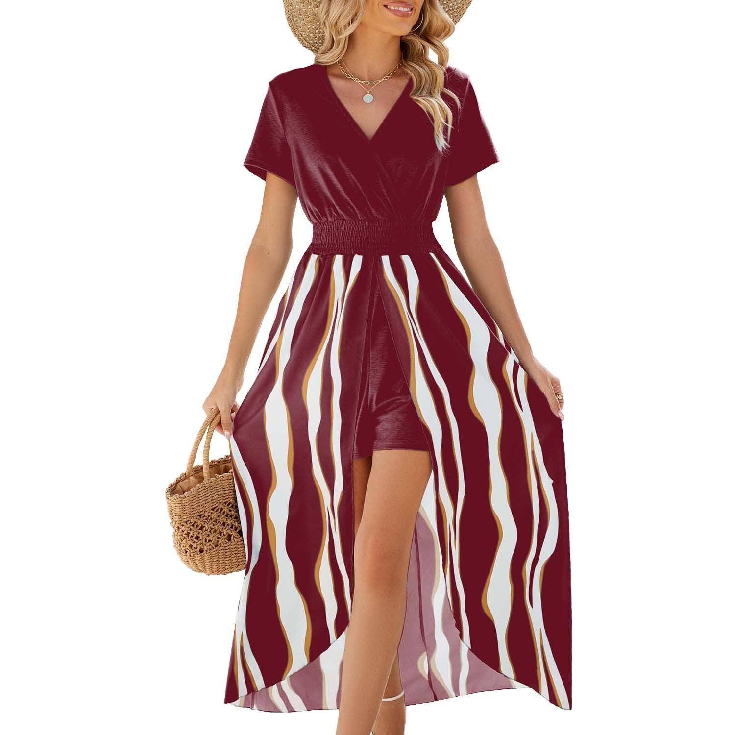 Women's Fashion New Casual Dress-Wine Red-9