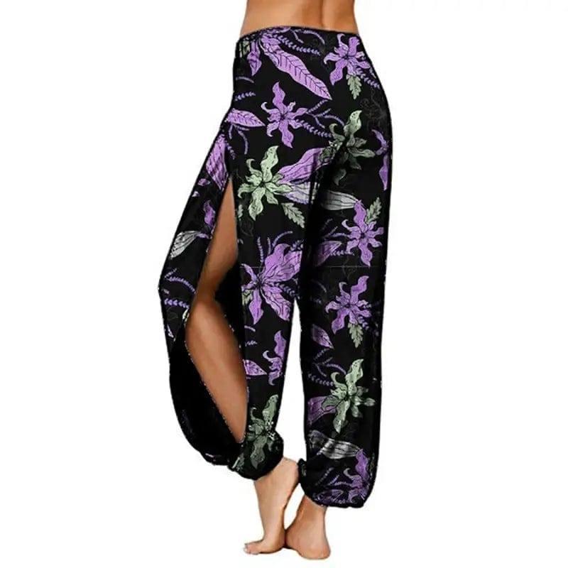 Women's Fashion Printed Harlan Pants With Split Ends-2