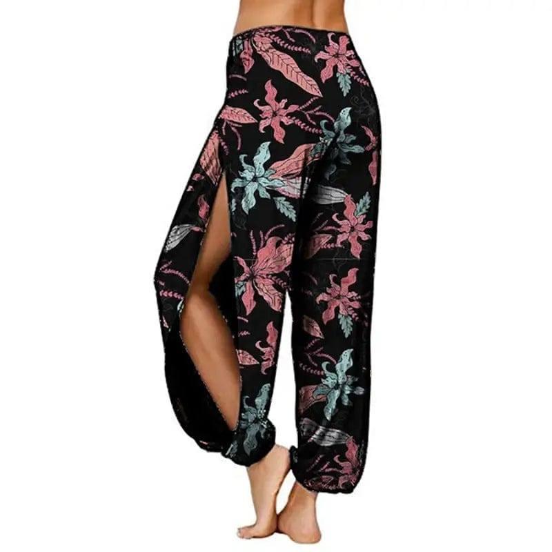 Women's Fashion Printed Harlan Pants With Split Ends-3