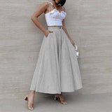 Women's Fashion Summer Stripes Long Dress-Gray-1