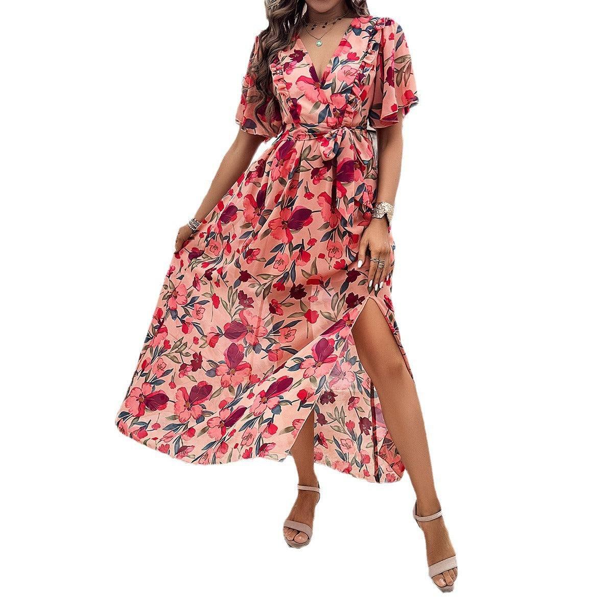 Women's Fashion Vacation Casual Printed Dress-5