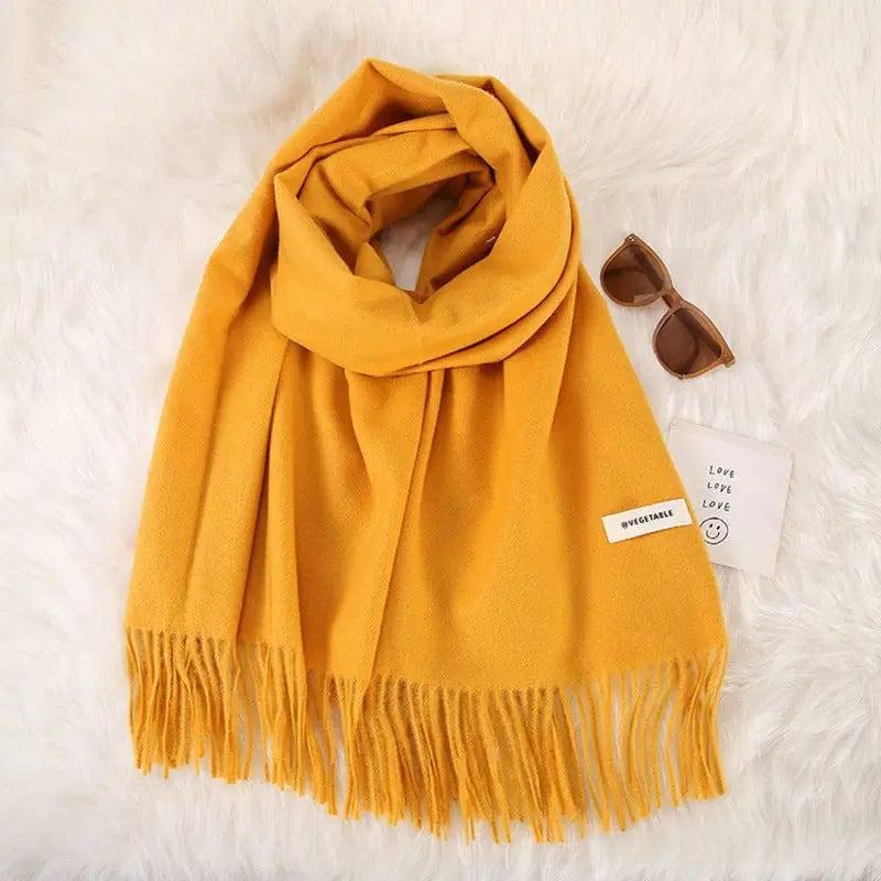 Women's Fashionable All-match Cashmere Tassel Double-sided-Yellow-4
