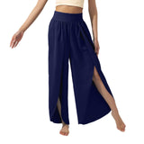 Women's Fashionable All-match Slimming High Waist Slit Yoga-Dark Blue-11