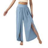 Women's Fashionable All-match Slimming High Waist Slit Yoga-Light Blue-15