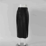 Women's Fashionable Leather High Waist Straight Skirt-8
