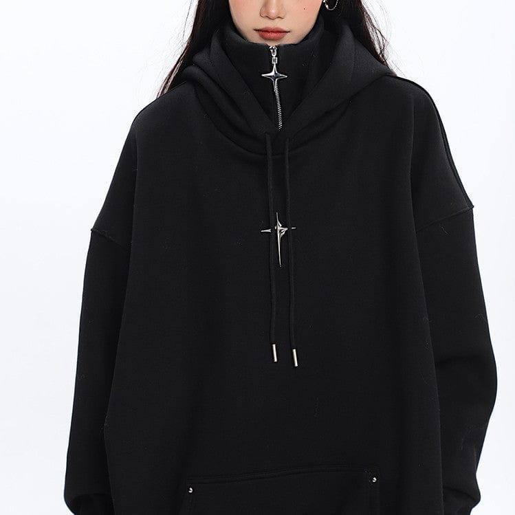 Women's Fashionable Loose All-Match Sports Hoodie-Black-7