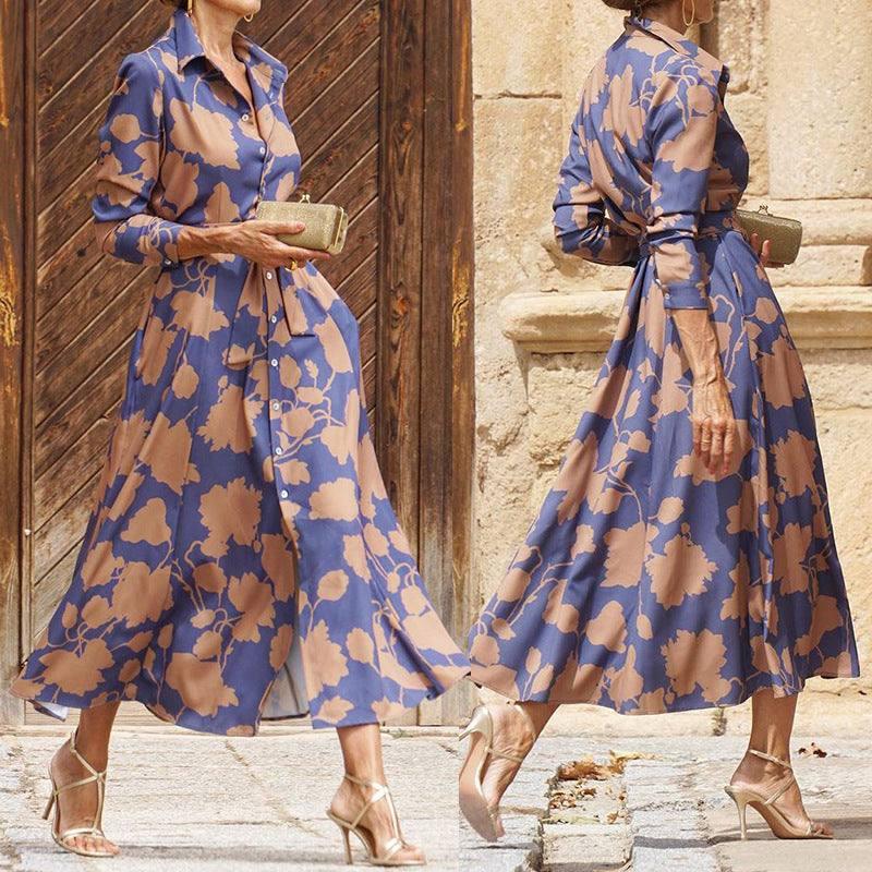 Women's Fashionable Printed Midi Dress-1