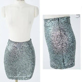 Women's Fashionable Sequins Hip Skirt-Silver-3