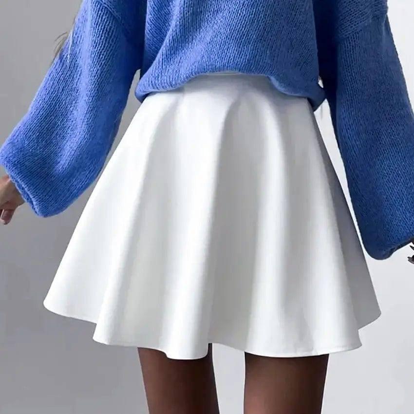 Women's Fashionable Temperamental All-match A- Line Skirt-White-7