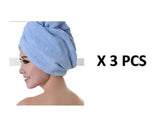 Women's Hair Dryer Cap, Absorbent Dry Hair Towel-3pcsSkyBlue-13