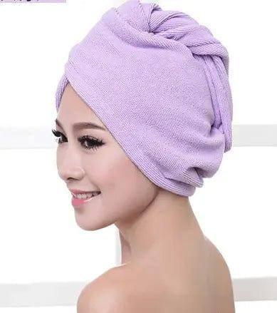 Women's Hair Dryer Cap, Absorbent Dry Hair Towel-Purple60x20cm-35