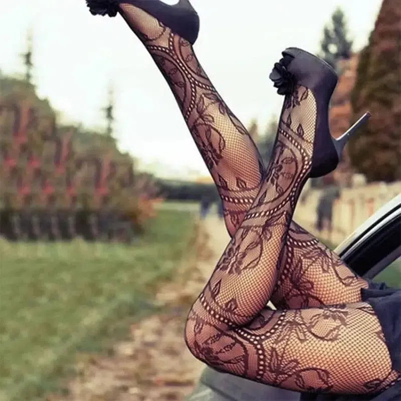 Women's jacquard stockings slim-fit pantyhose-4