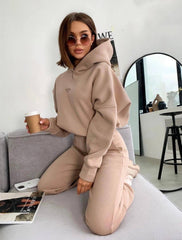 Women's Knitted Fleece Casual Suit Two-piece Set-4