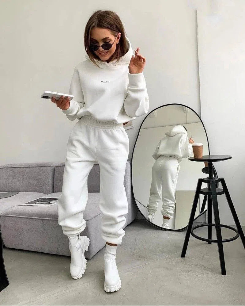 Women's Knitted Fleece Casual Suit Two-piece Set-6