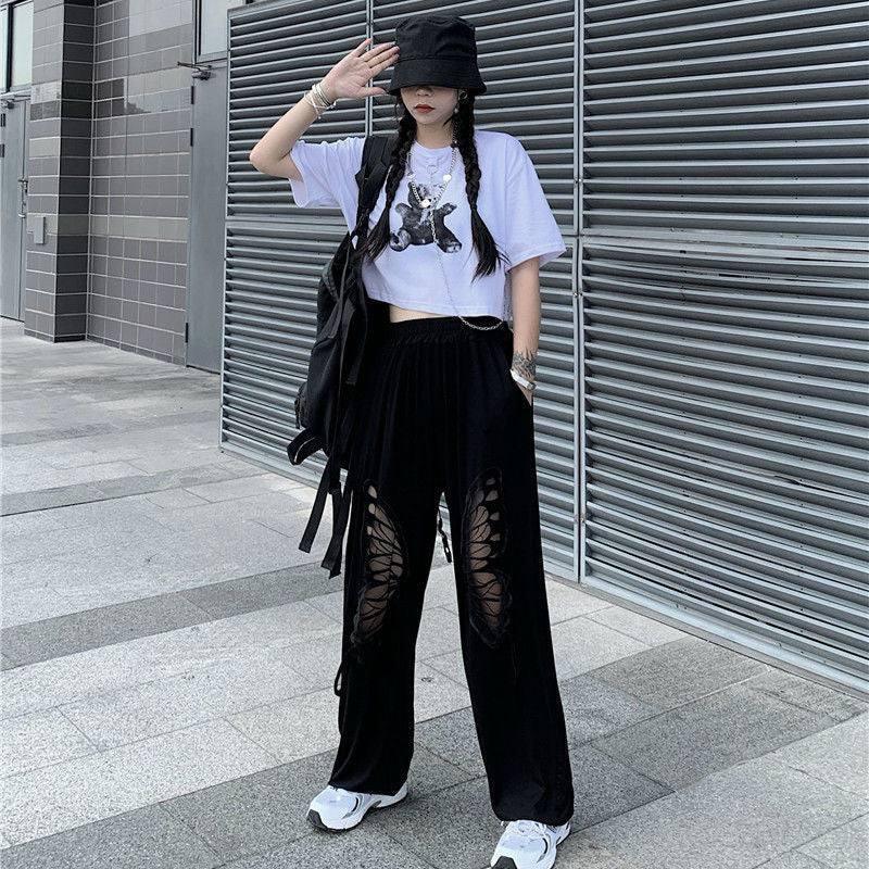 Women's Korean Style Black Casual Pants-5