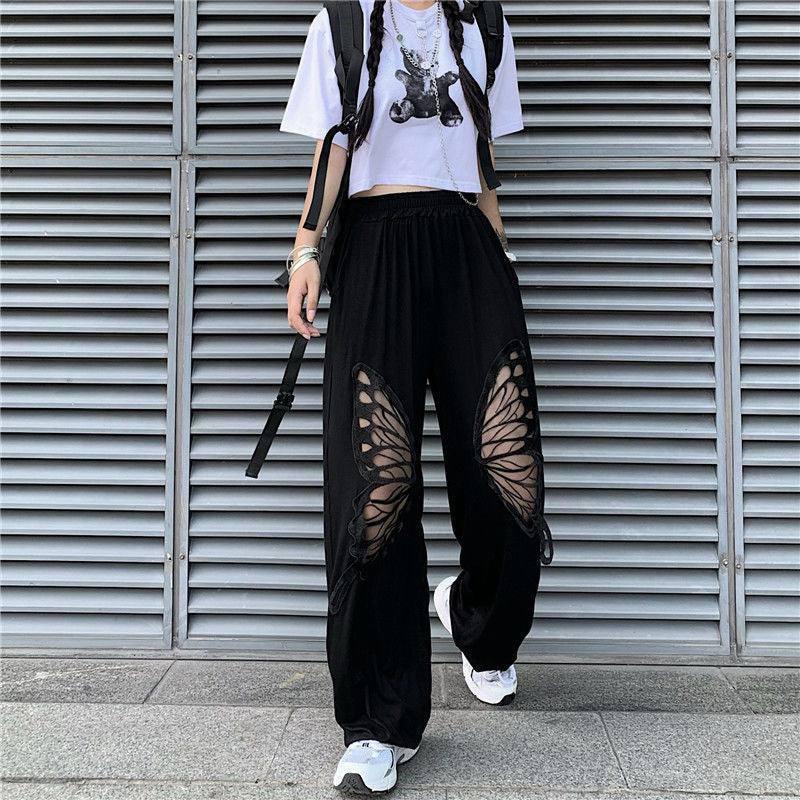 Women's Korean Style Black Casual Pants-Black-6