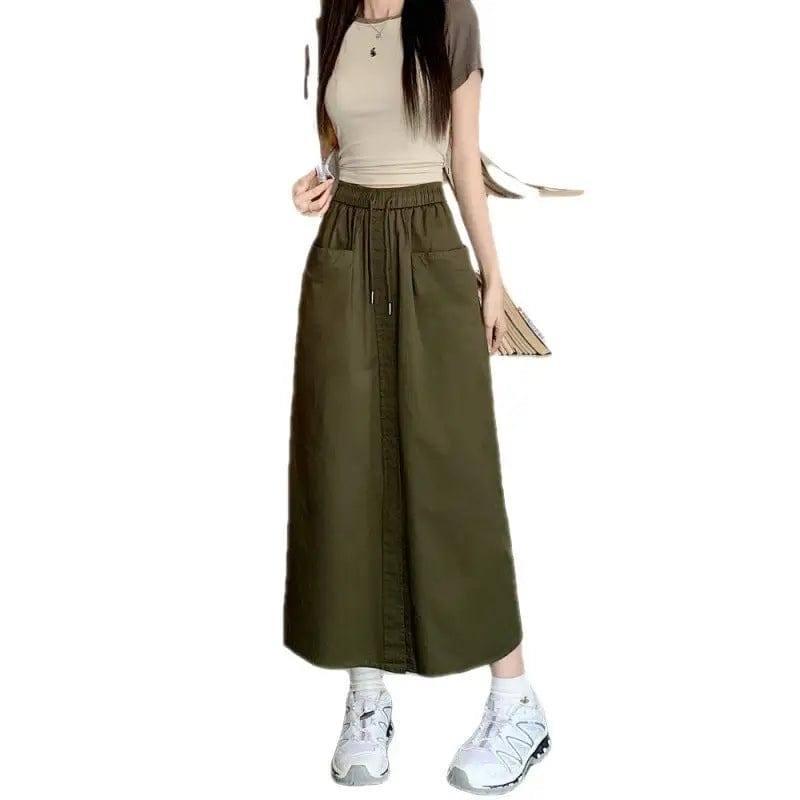 Women's Korean Style Sense Of Design Washed Cotton Midi-2