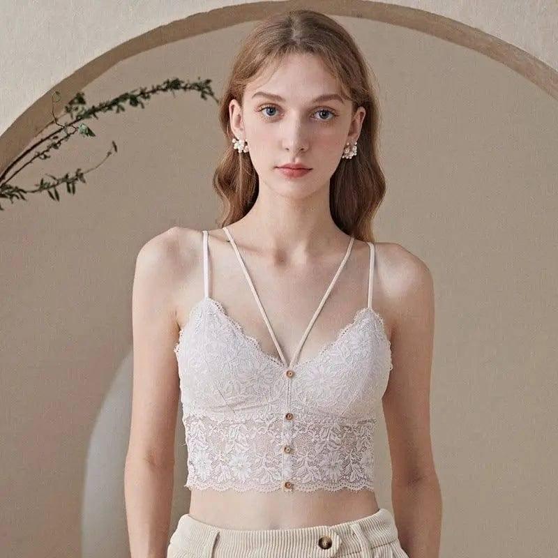 Women's Lace Beauty Back No Steel Rings Push Up Bra Sling-SkinColor-1