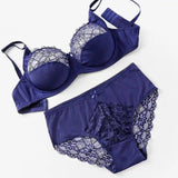 Women's Lace Underwire Push Up Lingerie Panty Set-9
