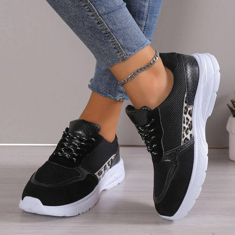 Women's Lace Up Sneakers Breathable Mesh Flat Shoes Fashion-2