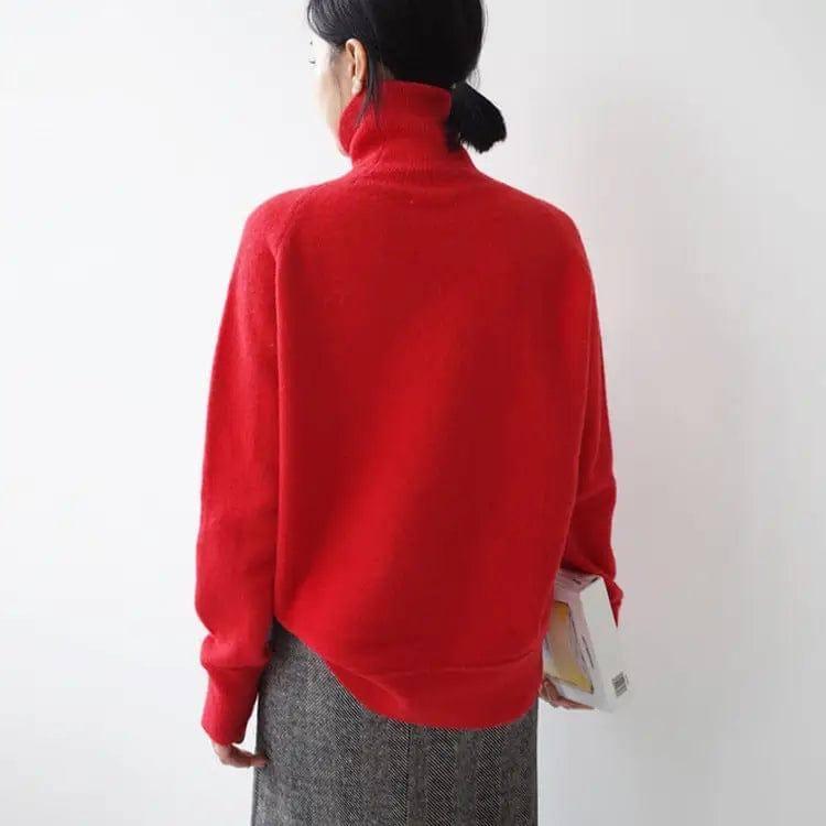 Women's loose knit sweater turtleneck sweater-2