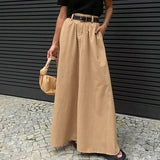 Women's Loose Temperament Fashionable All-match Skirt-Khaki-8
