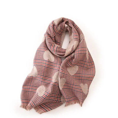 Women's Love Print Mid-length Scarf-Red-4