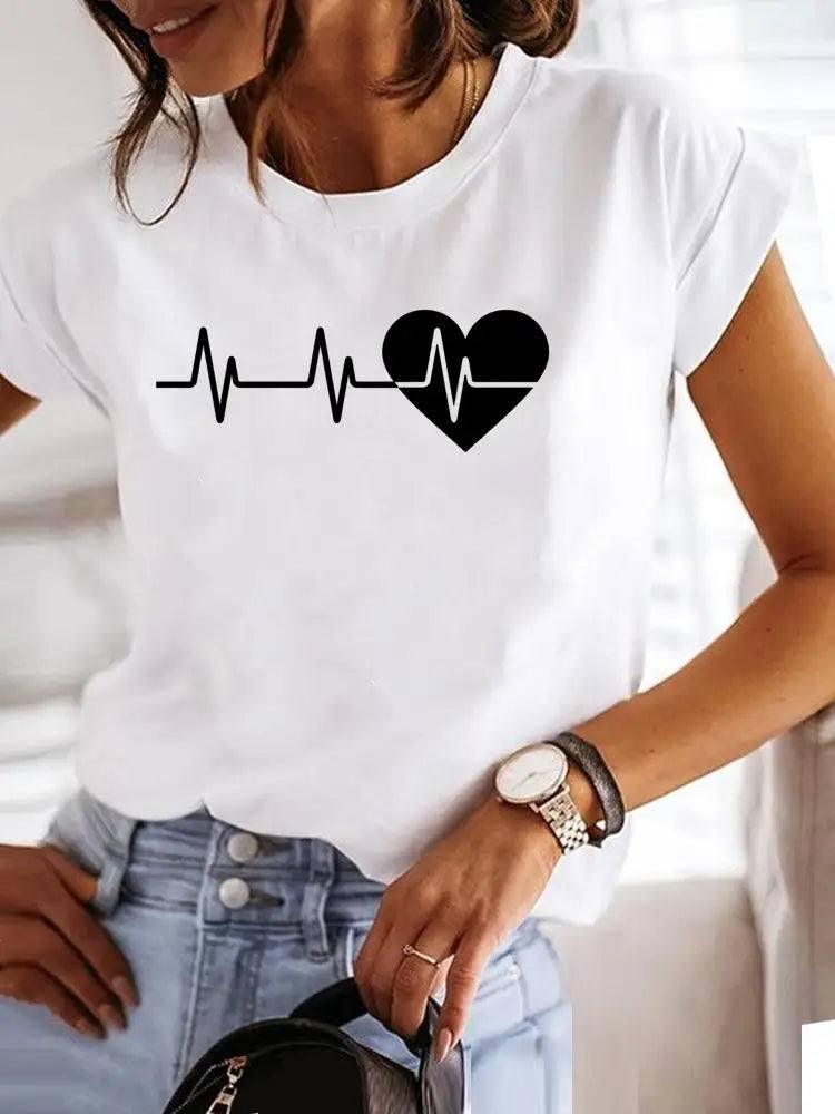 Women's Love Print Shirt-MGQ29241-1
