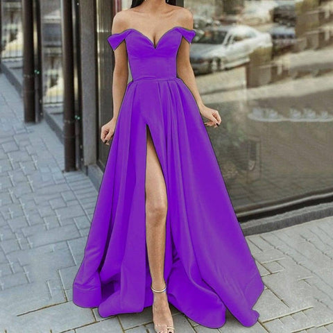 Women's Multicolor Tube Top V-neck Backless Dress-Purple-4