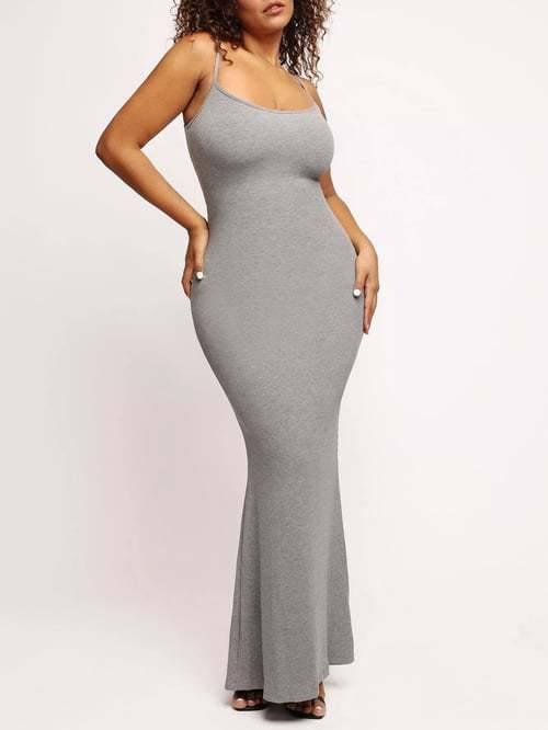 Women's New Fashion Versatile Solid Color Dress-Grey-5