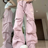 Women's Retro Pleated Pink Overalls-Pink-1