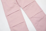Women's Retro Pleated Pink Overalls-2
