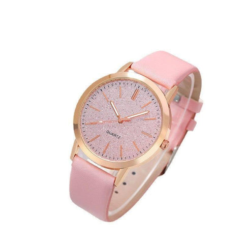 Women's Round Pointer Quartz Watch Set-Pink set-5