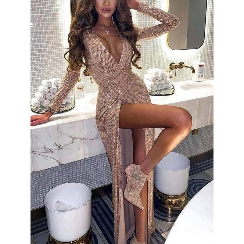 Women's Sexy Slim Evening Dress Long Sleeve Dress-7