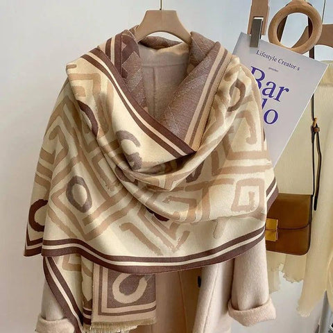 Women's Simple Thickened Warm Reversible Scarf-WHSFS3590D-5