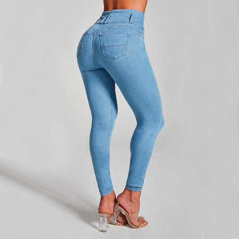 Women's Skinny Trousers - High Waist Shaping and Hip Lifting-3