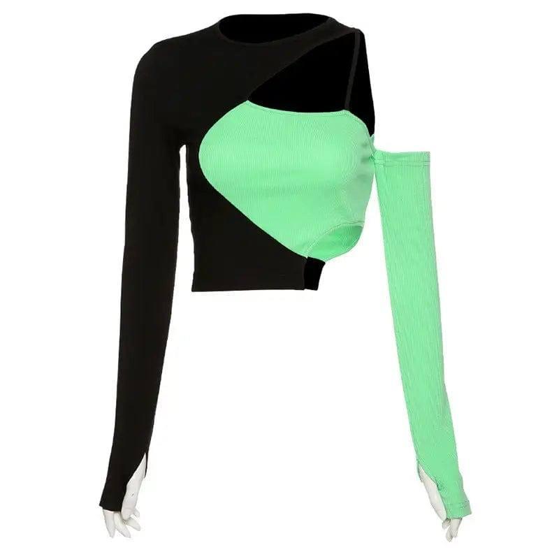 Women's Slim Fit Long Sleeve T-shirt-Green-5