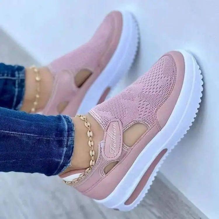 Women's Sneakers Summer Ladies Casual Low Wedge-Pink-3