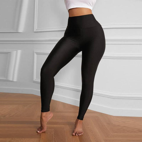 Women's Solid Color Slim Fit Leggings-Black-6