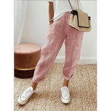 Women's Striped Print Trousers Summer Fashion Casual Loose-Pink-3