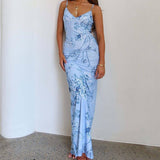 Women's Summer Vacation Leisure Slim Fit Printing Slip Dress Maxi Dresses LOVEMI    