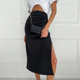Women's Temperament High Waist Slim Fit Suit Skirt-Black-8