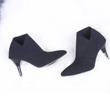Women Shoes Slip-On Retro High Heel Ankle Boot Elegant Cusp-Black-10