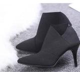Women Shoes Slip-On Retro High Heel Ankle Boot Elegant Cusp-5