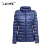 Women Spring Jacket Fashion Short Ultra Lightweight Packable-Hazeblue-12