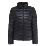 Women Spring Jacket Fashion Short Ultra Lightweight Packable-Black-8