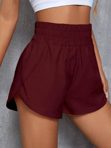 Women Summer Fashion Sports Loose Shorts Elastic Waist-4
