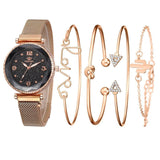Women Watches Starry Sky Magnet Buckle Fashion Bracelet-Rose gold-8